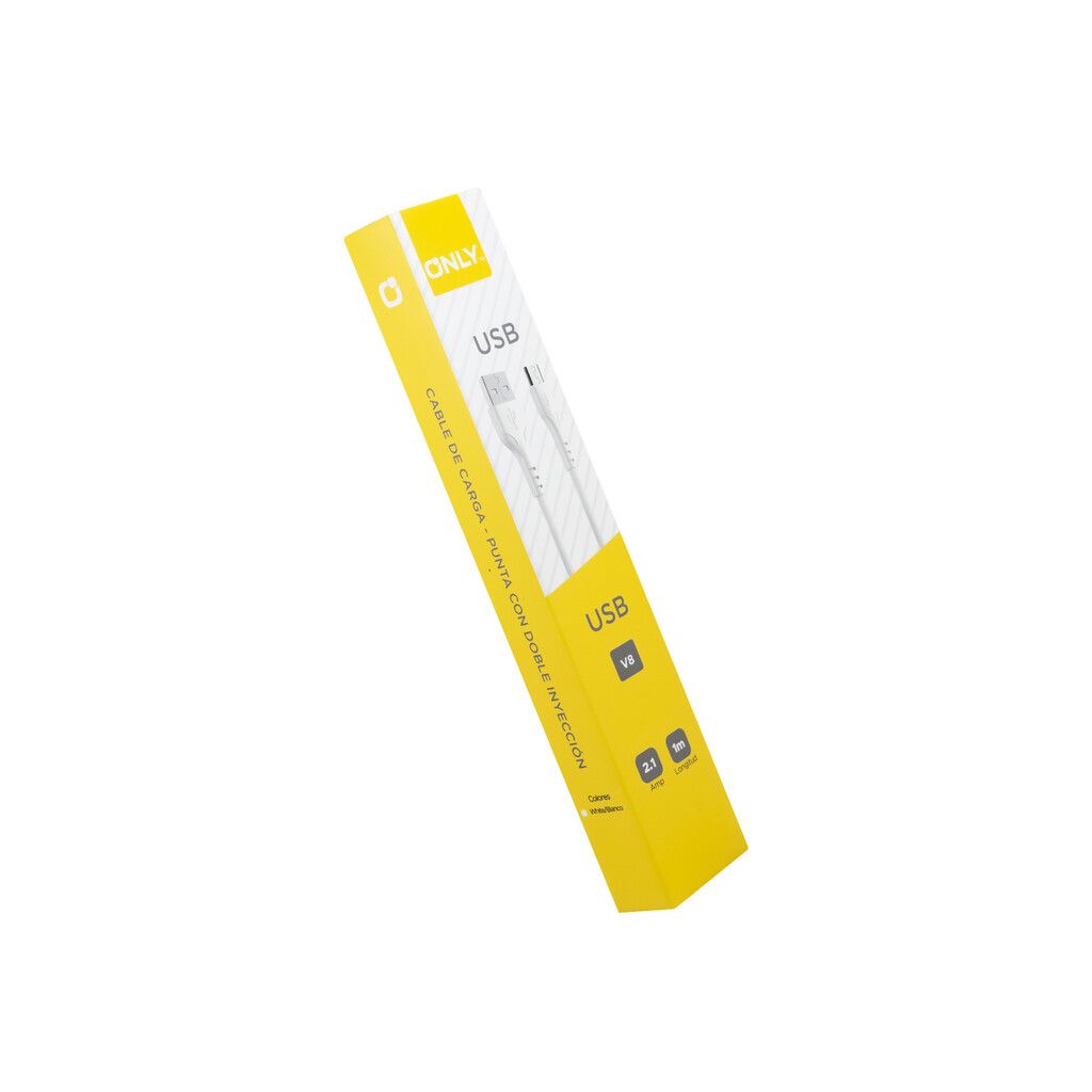 CABLE USB MOD 124 ECO CLASSIC - ONLY - V8 - BLANCO CABLE USB MOD 124 ECO CLASSIC - ONLY - V8 - BLANCO - Imagen 1