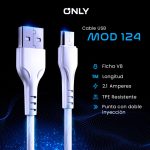 CABLE USB MOD 124 ECO CLASSIC - ONLY - V8 - BLANCO - Imagen 3
