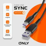 CABLE USB TIPO C MODO-140 SYNC - ONLY - NEGRO - Imagen 3