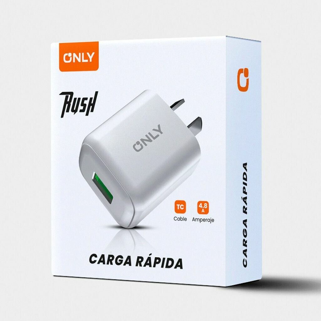 CARGADOR 220V MODO-018 4.8A - RUSH - 1USB + CABLE V8 - ONLY - BLANCO CARGADOR 220V MODO-018 4.8A - RUSH - 1USB + CABLE V8 - ONLY - BLANCO - Imagen 1