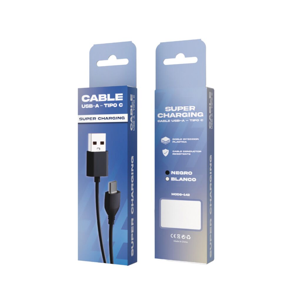 CABLE USB TIPO C MODS-142 - STOCK - NEGRO CABLE USB TIPO C MODS-142 - STOCK - NEGRO - Imagen 1