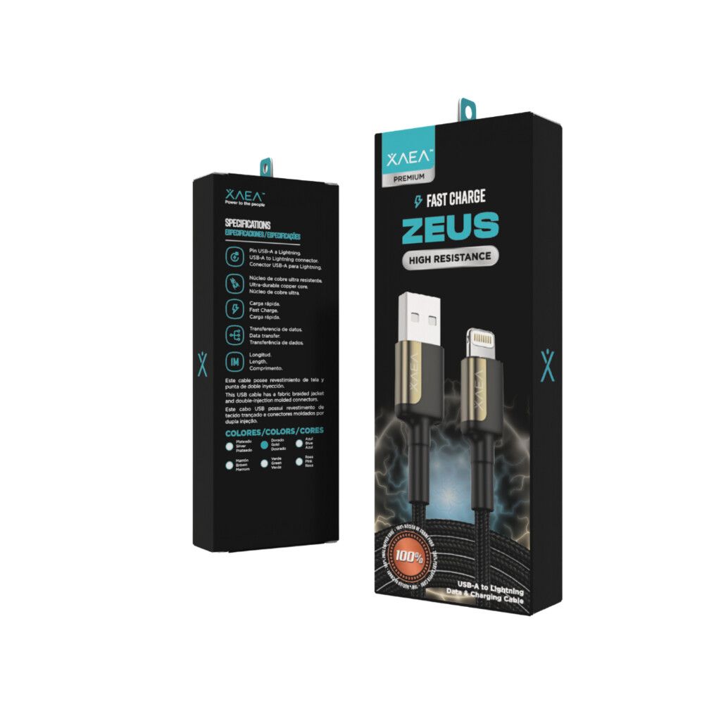 CABLE USB LIGHTNING MODX-104 - ZEUS - XAEA - DORADO CABLE USB LIGHTNING MODX-104 - ZEUS - XAEA - DORADO - Imagen 1
