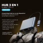 HUB ADAPTADOR C-USB-HDMI C/CABLE TIPO C MODX-0013 - VARIOS - PLATEADO