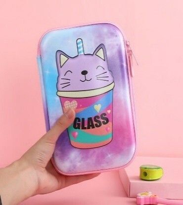 CARTUCHERA DOBLE TAPA DURA MODV-00BV - VARIOS - VASO GATITO