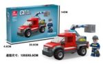 ENCASTRABLE BOMBEROS GRUA 91 PIEZAS JDMZ-116 - ZUMO - ROJO